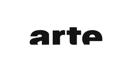 Logo des Fernsehsenders Arte mit schwarzem Schriftzug auf weißem Hintergrund.