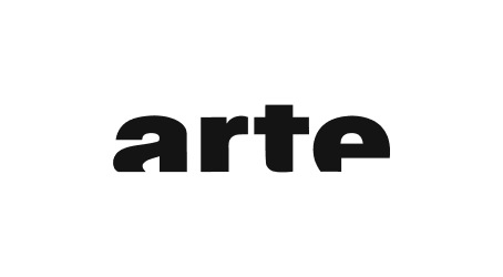 Logo des Fernsehsenders Arte mit schwarzem Schriftzug auf weißem Hintergrund.