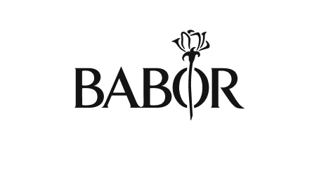 Logo der Marke Babor mit stilisierter Rose, bekannt für hochwertige Kosmetik- und Hautpflegeprodukte.
