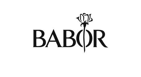 Logo der Marke Babor mit stilisierter Rose, bekannt für hochwertige Kosmetik- und Hautpflegeprodukte.