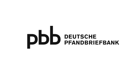 Logo der Deutschen Pfandbriefbank in schwarzer Schrift auf transparentem Hintergrund.