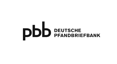 Logo der Deutschen Pfandbriefbank in schwarzer Schrift auf transparentem Hintergrund.