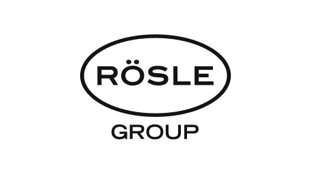 RÖSLE Group Logo im minimalistischen Design, schwarzer Text auf weißem Hintergrund, ovale Umrandung.