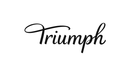 Schwarzes Triumph-Logo in Schreibschrift auf weißem Hintergrund. Elegantes Design für Markenvisualisierung.