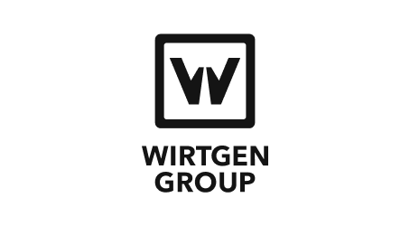 Wirtgen Group Logo in schwarz mit stilisiertem W in einem Quadrat.