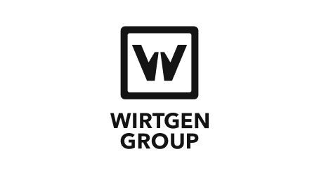 Wirtgen Group Logo in schwarz mit stilisiertem W in einem Quadrat.