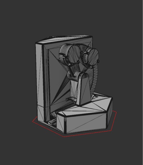 GraviTrax-makingOf-h356-3col 3D-Modell eines stilisierten Vogels in geometrisch-abstrakter Form auf dunklem Hintergrund.